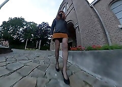 Undoing my brown skirt before the church