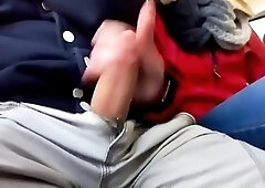 Public Bus Handjob with Amateur Babe