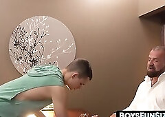 Dildo addicted young teenager gets kinky spanking after intense blowjob