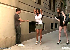 Busty Latin babe public anal fucked