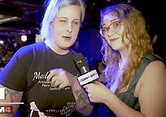 Penny Banks and Lana Harding gag each other live at a British nightclub party