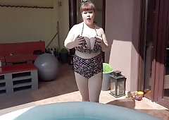 Big Belly Roxanne Miller In The Tiniest Of Swimwear