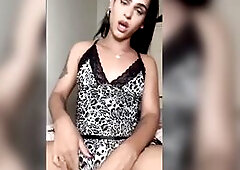 Trans in Underware likes stroking