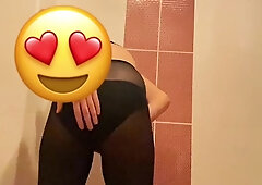 Sissy solo getting off hooter-sling and thong part2