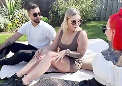 Foursome exchange with two large titties MILFs in nature - public affair: MyDirtyHobby German Amateurs