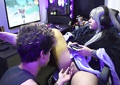 Busty gamer chick Ary Abdul pounded while playing Fortnite