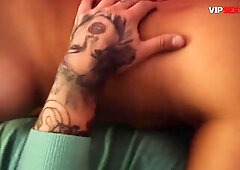 Tattooed Latin chick Screws His Dick in 69 Then Rides Him Raw Cowgirl Untill That guy Cums