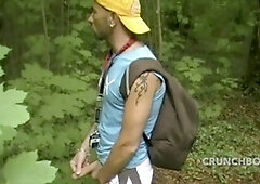 Jess Royan gets pounded by a naughty twink in a thrilling outdoor park forest encounter