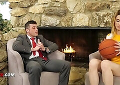 Athletic trans babe Natalie Mars takes a hard pounding post-game