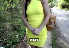 Public Agent Italian Playgirl Moona Snake in a Constricted Yellow Costume