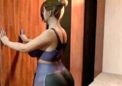 Large bazookas giving titjob in public mall