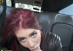 Deepthroating titfucked cab bae got fucked in backseat