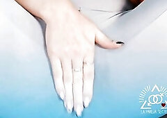 Hot golden-haired squirts throughout gym leggings while rubbing her love button