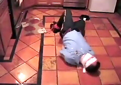 BG Cop bound gagged and blindfolded in the kitchen