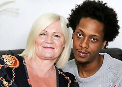 Mature blonde Lacey Starr is enjoying riding on a hard black dick