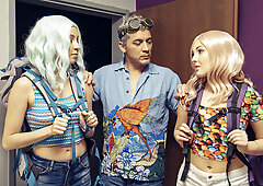 Cute backpackers Lovita Fate and Mishelle Klein get fucked in turn