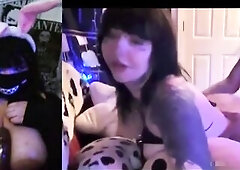 Alternative mother I'd like to fuck on cam playing with a BBC sex toy with her large natural titties bare