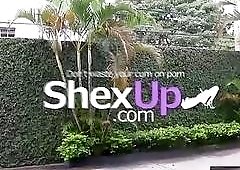 Hard and deep fucking for a hot tattoed redhead T-girl