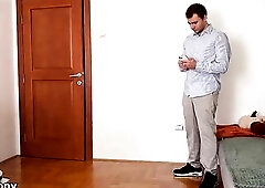 Police Inspector Fastened Up. Hunk Feet Licking, Wetting & Thong Thrashing