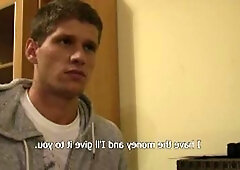 Debt Dandy: Poor gay finds irresistible fetish ramming hard in the kitchen