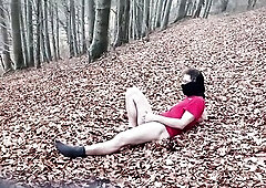 Real Public Amateur Forest Solo - Undressed Stud Jerking off on Ground to Large Spunk flow