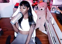 See hawt trans whore Vanniall strutting in taut white Calvin Klein briefs and a skimpy crop top that barely contains her curves. This hung ebony t-gir