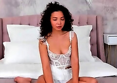 Hot brunette amateur MILF rides hubbys cock