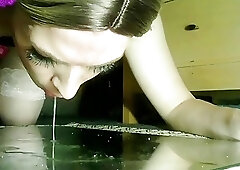 Riding GIant Dildo in Chastity Makes me Squirt for Mistress