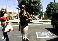 Nasty stud hired pair black models to record their lesbo game in his office.