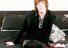 Emo rides dildo while stroking himself