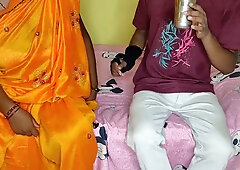 Indian maid rides her master in rough cowgirl on a Mickey Mouse bed