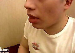 Cute boy bares his yummy buttocks and beats meat