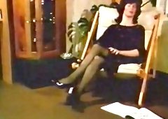 Brunette milf in the mask receives cunnilingus from her pale skin bestfriend