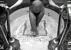 Security camera catches cheating wife enjoying a hot tub session in a hotel