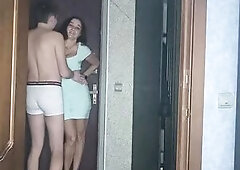 A married pair! In a constricted suit and pants, the guy engages in foreplay and gives a wonderful oral job-job. Music.
