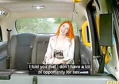 British Ginger Haired Female-dominator in Ebony Lbutt slamed hard - Fake Taxi
