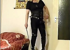 SilkeTrav teasing with StrapsOn and Whip