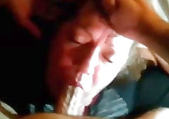 Wife's mouth filled with big cock