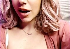 Blonde mature with big boobs masturbates in bed