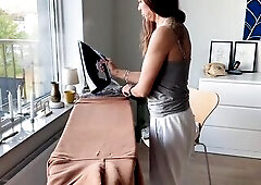 Excellent Angelina is doing her ironing and her disappointed spouse comes home from work. That babe quickly suggests her amaing vagina as the superlat