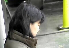 Leggy black-haired oriental slut making sounds during sharking meeting