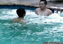 Hot gay scene with sexy gay dudes sucking