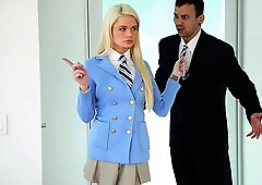 Silicone-boobed blondie Alexis Ford is jumping on a massive boner