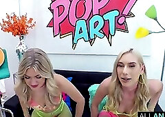 Two busty blondes in a hardcore ass to mouth threesome