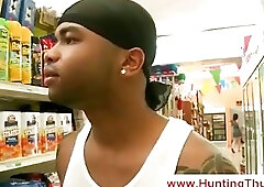 Thug hunts the streets for a white cock