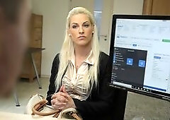 Agent uses his powers to seduce hot blonde beauty