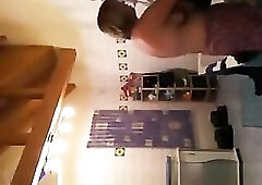 Overweight aged wife caught on bath by hidden spy camera doing her stuff after taking a shower.