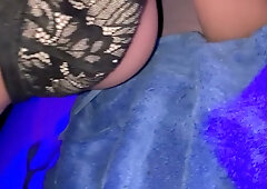 Full-figured British brunette with green eyes takes anal in lace lingerie