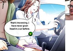 See a steamy 1st-date scene inside a car. That babe leans over and gives a vehement oral sex, with detailed animations and close-up views capturing ea