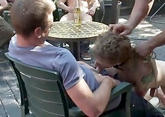 Sebastian Keys gets his ass stretched and pissed on in a public bar